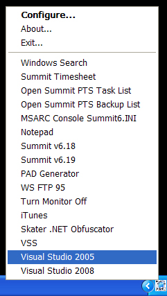 RAST System Tray Icon and Menu Screenshot